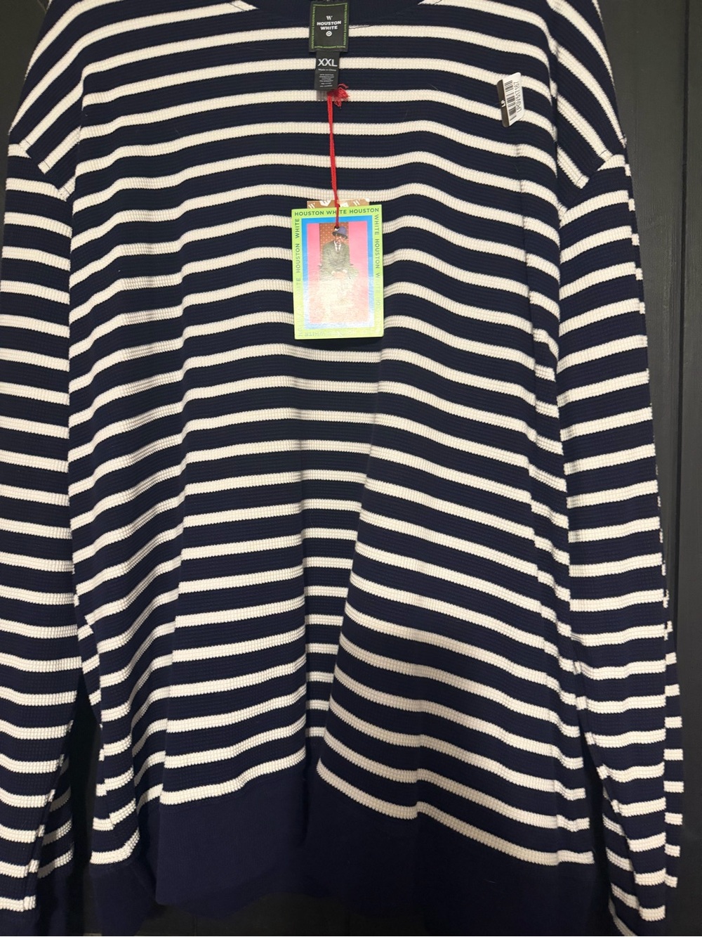 Striped Crewneck Sweater in Navy and White